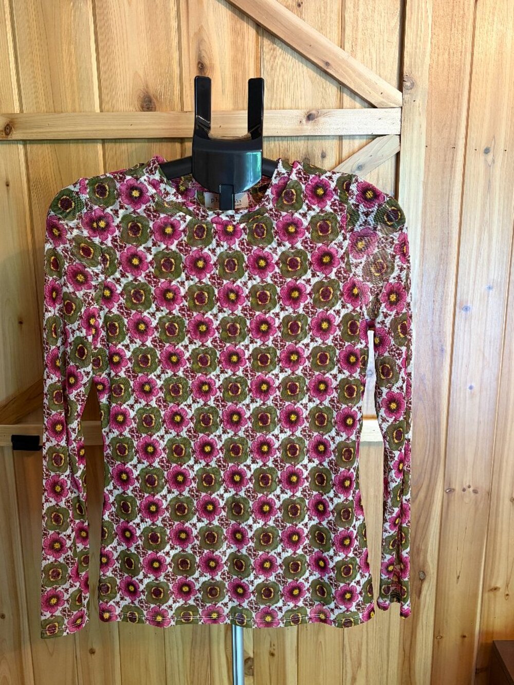 Philosophy Republic Clothing Shirt Womens Sm Multicolor Floral Sheer Long Sleeve
